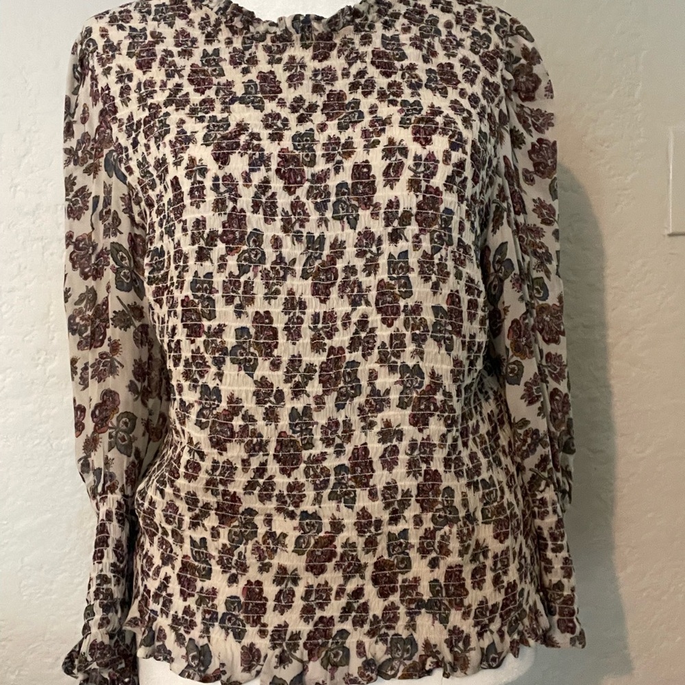 Veronica Beard smocked floral top size 8